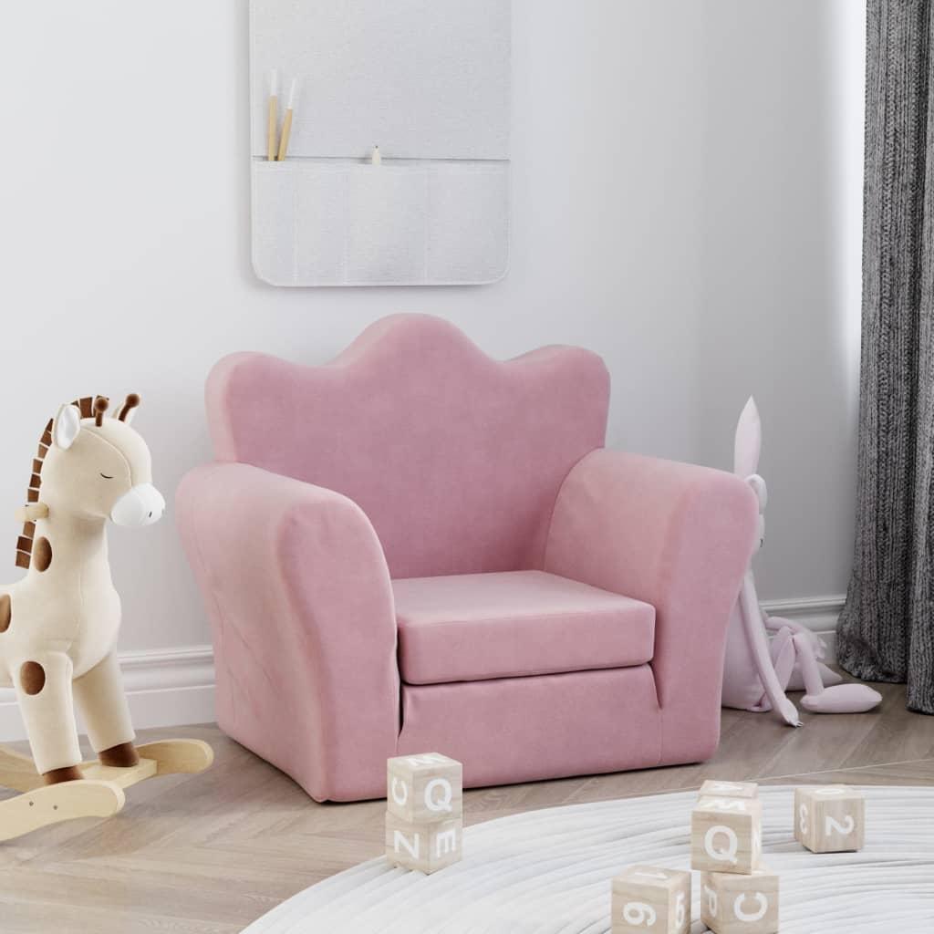 Sofaseng til børn blødt plys lyserød