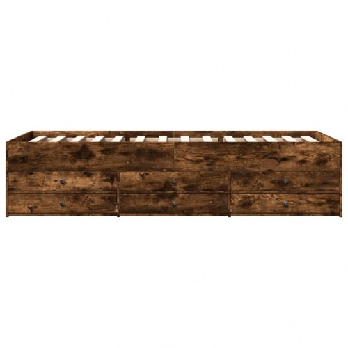Dagseng med 6 skuffer uden madras 75 x 190 cm - røget egetræ