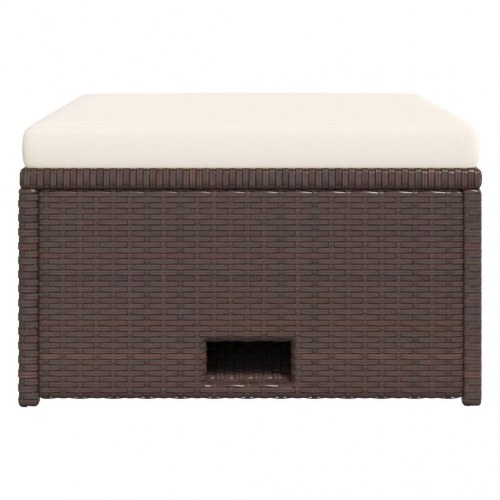 Haveloungesæt 4 dele med hynder polyrattan brun