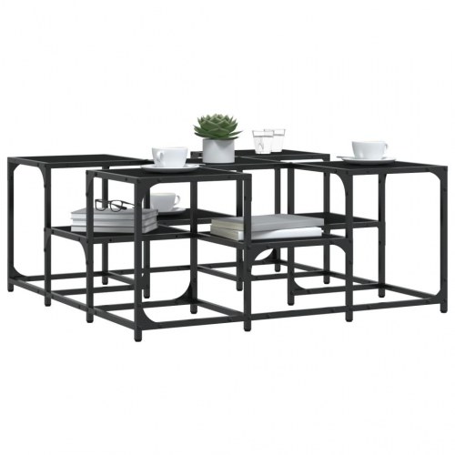 Sofabord i konstrueret træ med metalstel 91×91×40 cm - sort