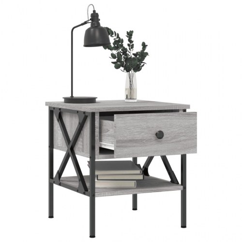 Sengeborde 2 stk. 40 x 42 x 45 cm - grå sonoma-eg