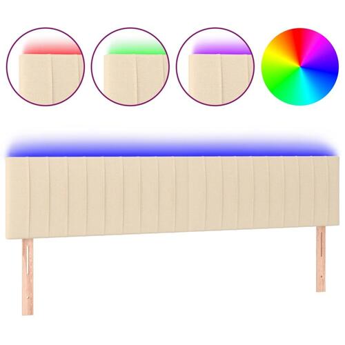 Sengegavl med LED-lys 160x5x78/88 cm stof cremefarvet