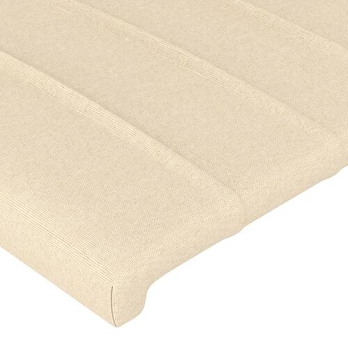 Sengegavl med LED-lys 160x5x78/88 cm stof cremefarvet