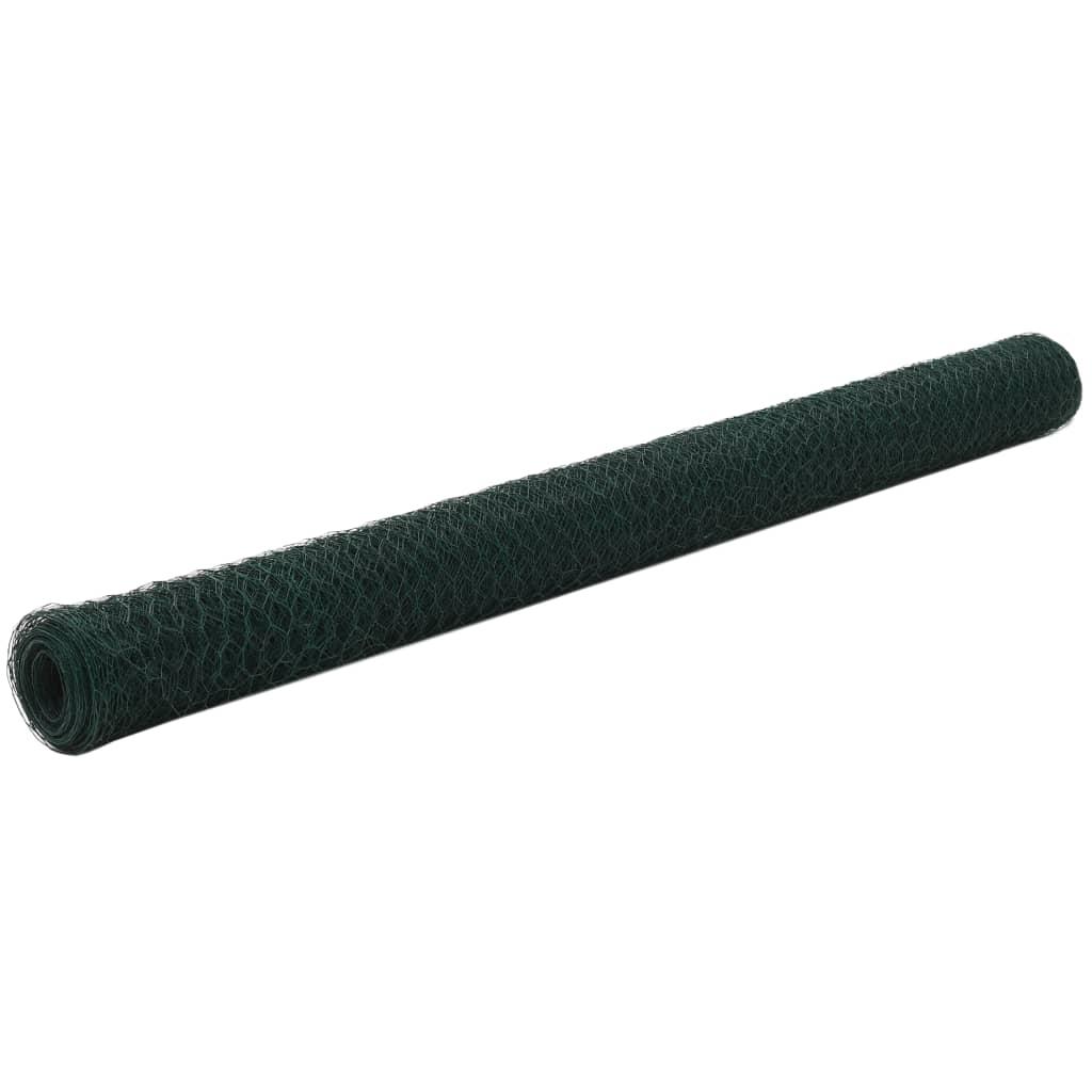 Hønsenet stål med PVC-belægning 25 x 1,5 m grøn