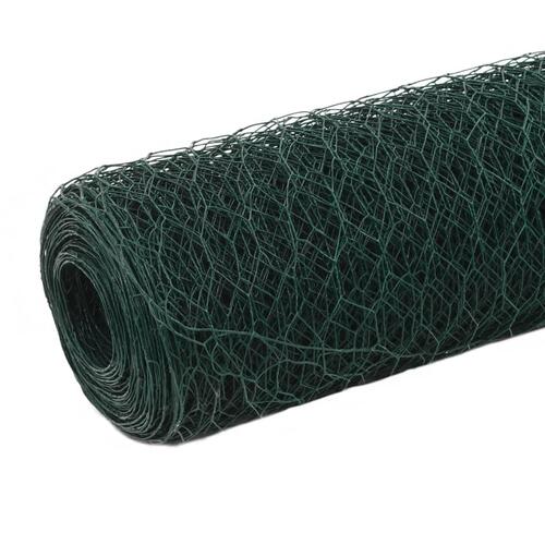 Hønsenet stål med PVC-belægning 25 x 1,5 m grøn