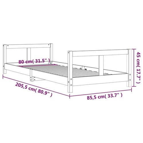 Sengeramme til juniorseng 80x200 cm massivt fyrretræ sort