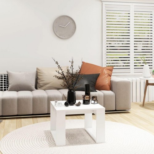 Sidebord 50 x 50 x 35 cm i konstrueret træ - hvidt sofabord