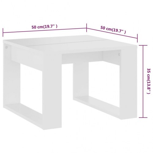 Sidebord 50 x 50 x 35 cm i konstrueret træ - hvidt sofabord