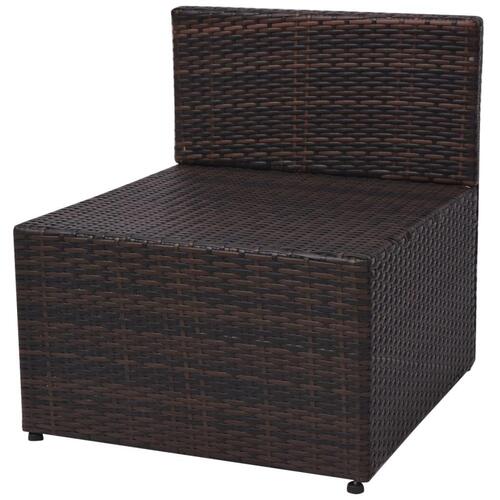 Haveloungesæt 5 dele med hynder polyrattan brun
