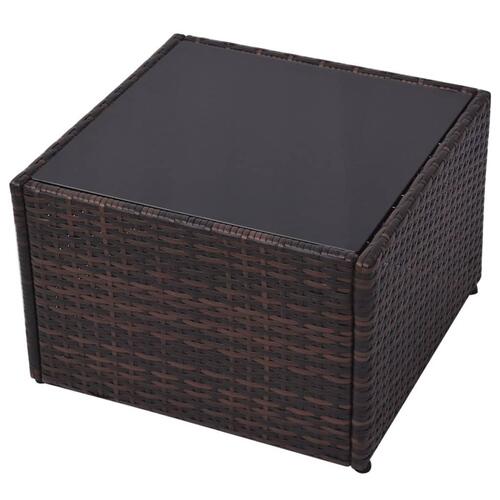 Haveloungesæt 5 dele med hynder polyrattan brun