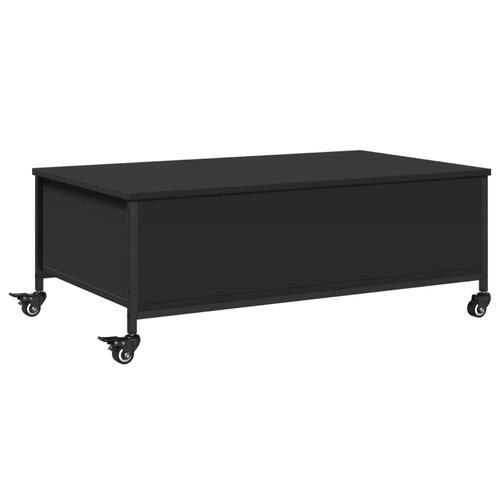 Sofabord med hjul 91x55x34 cm konstrueret træ sort