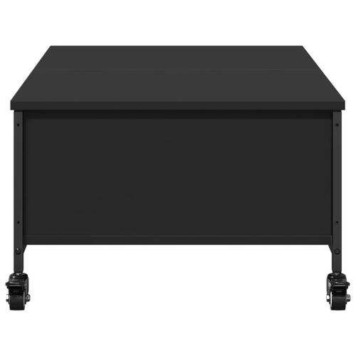 Sofabord med hjul 91x55x34 cm konstrueret træ sort