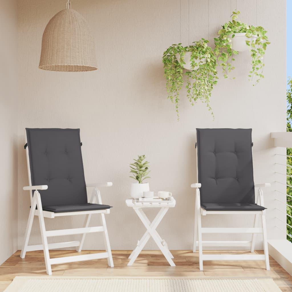 Stolehynder m. høj ryg 2 stk. 120x50x3 cm stof antracit
