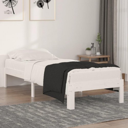 Sengeramme 75×190 cm - small single i massivt fyrretræ, hvid