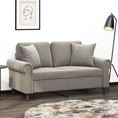 Pyntepuder 2 stk. 40×40 cm i velour - lysegrå