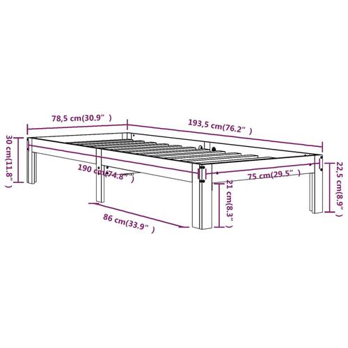 Sengeramme 75x190 cm Small Single massivt træ hvid
