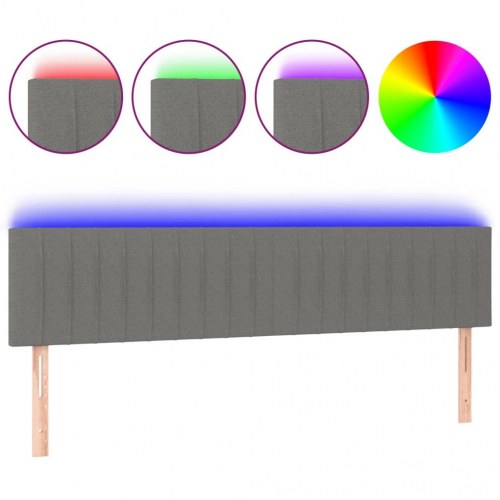 Sengegavl med LED-lys 180 x 5 x 78/88 cm - mørkegrå