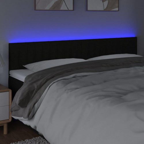 Sengegavl med LED-lys 180 x 5 x 78/88 cm - sort
