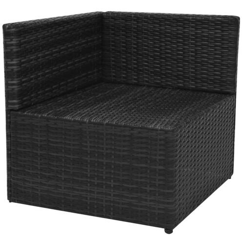 Haveloungesæt 5 dele med hynder polyrattan sort