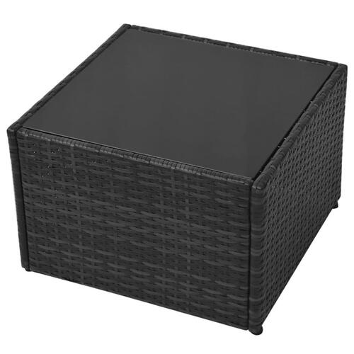 Haveloungesæt 5 dele med hynder polyrattan sort