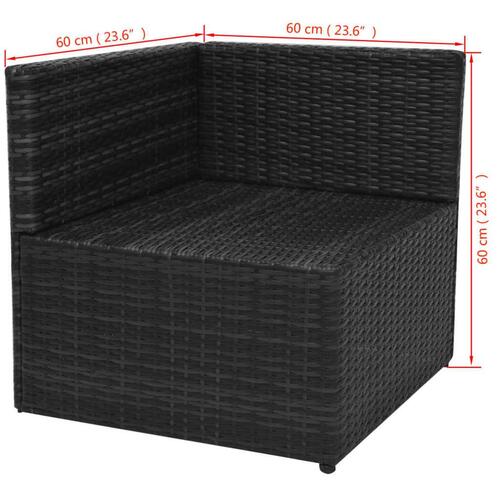Haveloungesæt 5 dele med hynder polyrattan sort