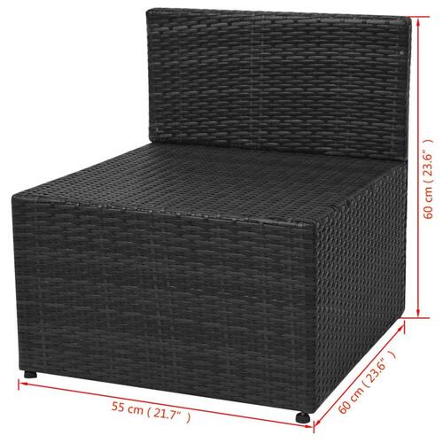 Haveloungesæt 5 dele med hynder polyrattan sort