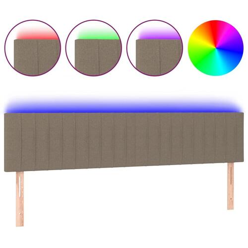 Sengegavl med LED-lys 180x5x78/88 cm stof gråbrun