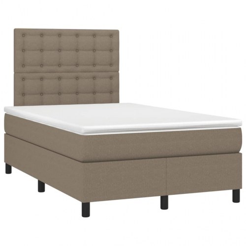 Kontinentalseng med LED-lys 120×190 cm - stof, gråbrun