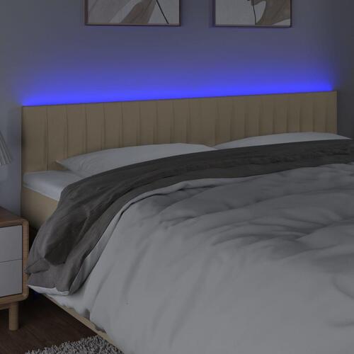 Sengegavl med LED-lys 180x5x78/88 cm stof cremefarvet