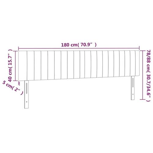 Sengegavl med LED-lys 180x5x78/88 cm stof cremefarvet