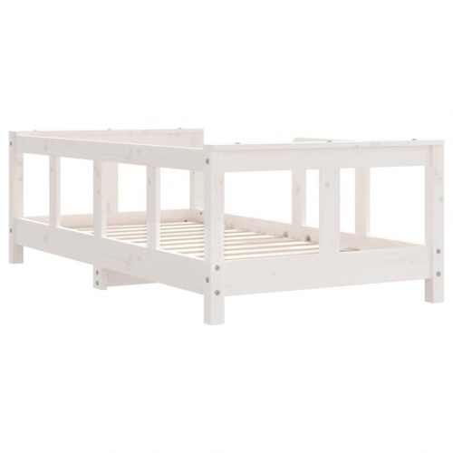Sengeramme til juniorseng 70 x 140 cm i massivt fyrretræ - hvid
