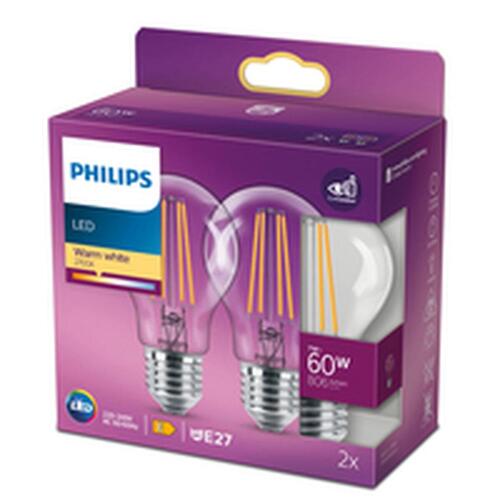 LED-lampe Philips Classic 60 W Hvid E E27 (2700 K) (2 enheder)