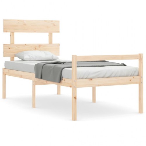 Seniorseng med sengegavl 90×200 cm - massivt fyrretræ