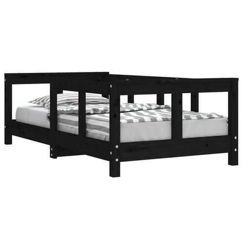 Sengeramme til juniorseng 70x140 cm massivt fyrretræ sort