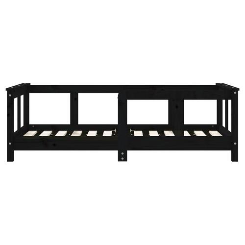 Sengeramme til juniorseng 70x140 cm massivt fyrretræ sort