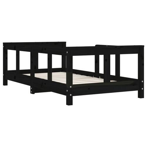 Sengeramme til juniorseng 70x140 cm massivt fyrretræ sort