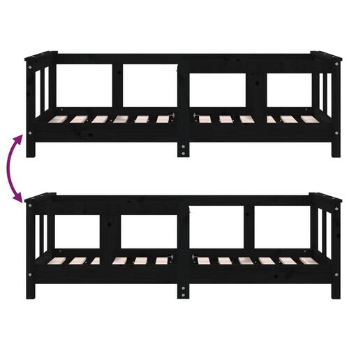 Sengeramme til juniorseng 70x140 cm massivt fyrretræ sort