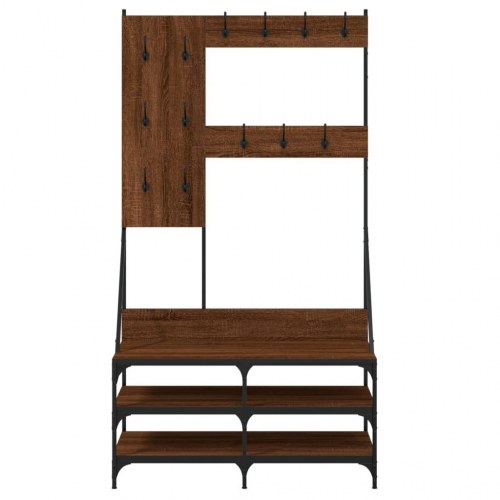 Tøjstativ med skoopbevaring 100x40x184 cm brun egetræsfarve