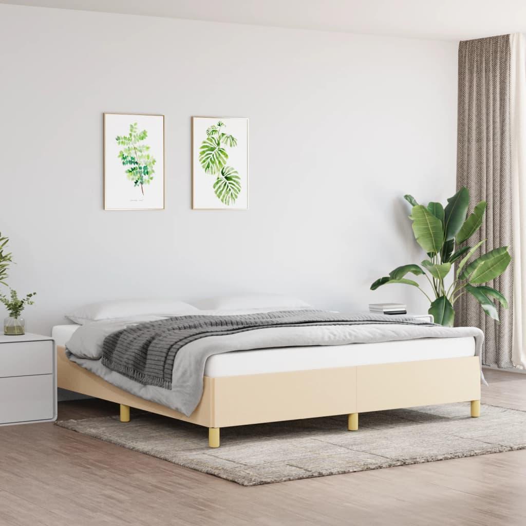 Sengeramme Uden Madras Stof Farvet Creme - 35 cm / 160 x 200 cm