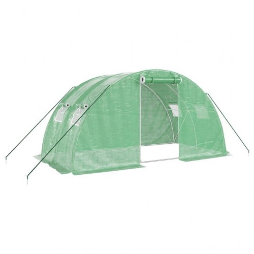 Drivhus med stålstel 8 m² 4x2x2 m grøn