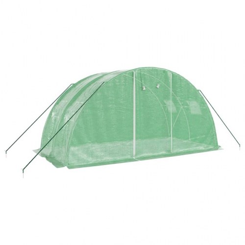 Drivhus med stålstel 8 m² 4x2x2 m grøn