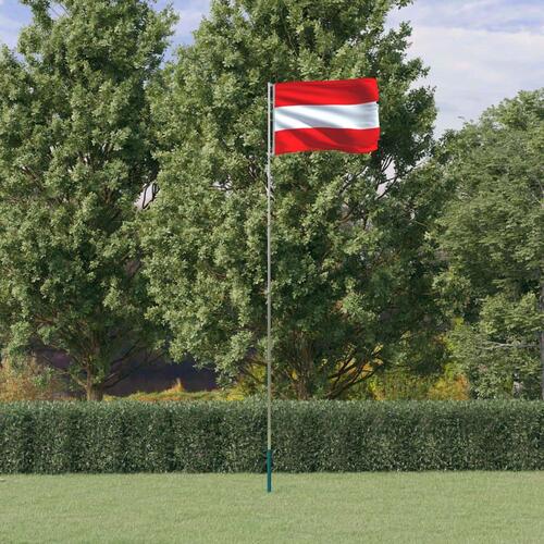 Østrig flag og flagstang 5,55 m aluminium