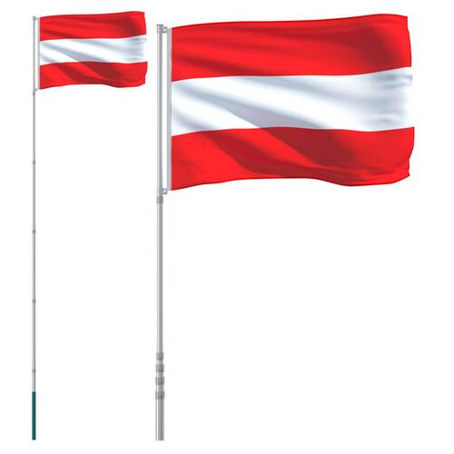 Østrig flag og flagstang 5,55 m aluminium