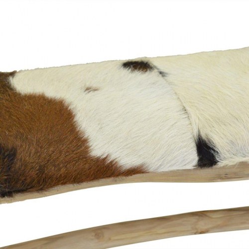 Bænk i gedelæder med teaktræsstel - 100 × 30 × 45 cm