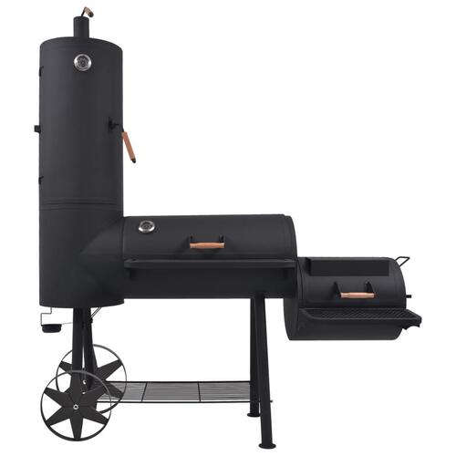BBQ røggrill til kul med bundhylde sort robust XXL