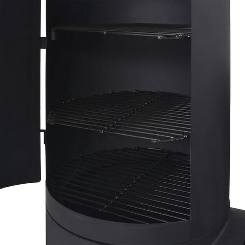 BBQ røggrill til kul med bundhylde sort robust XXL