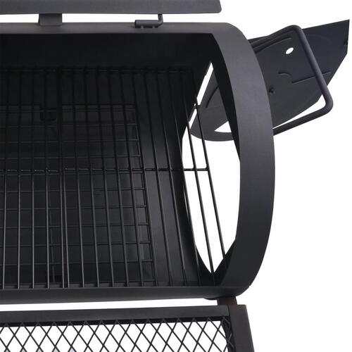BBQ røggrill til kul med bundhylde sort robust XXL