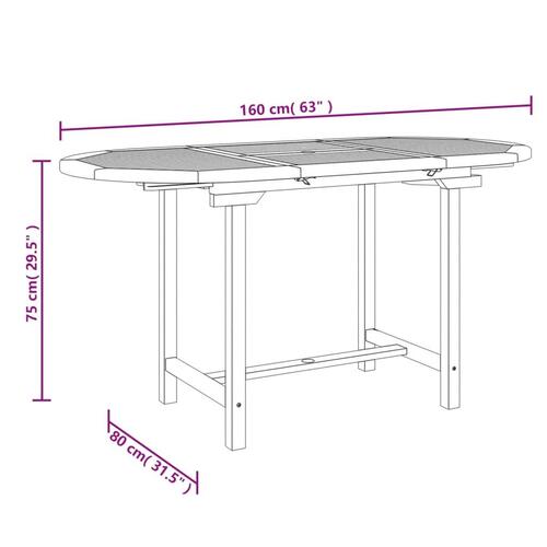 Havebord med udtræk 110-160x80x75 cm massivt teaktræ