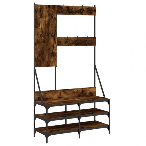 Tøjstativ med skoopbevaring 100x40x184 cm røget egetræsfarve