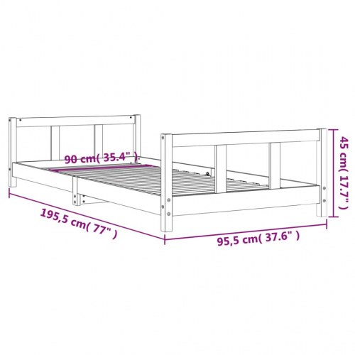 Sengeramme til juniorseng 90x190 cm massivt fyrretræ